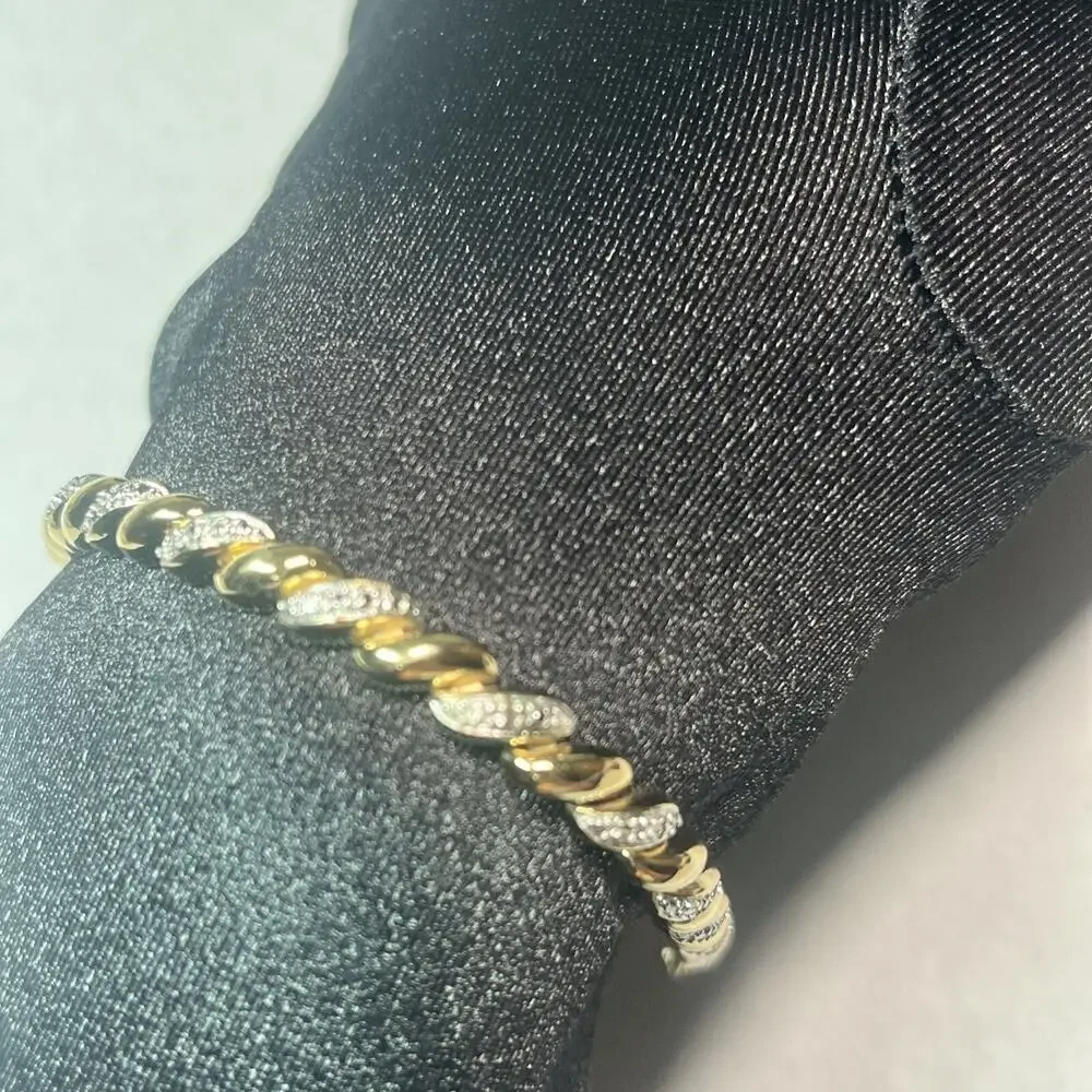 Sterling Silver 925 Gold Tone Rope Tennis Bracelet